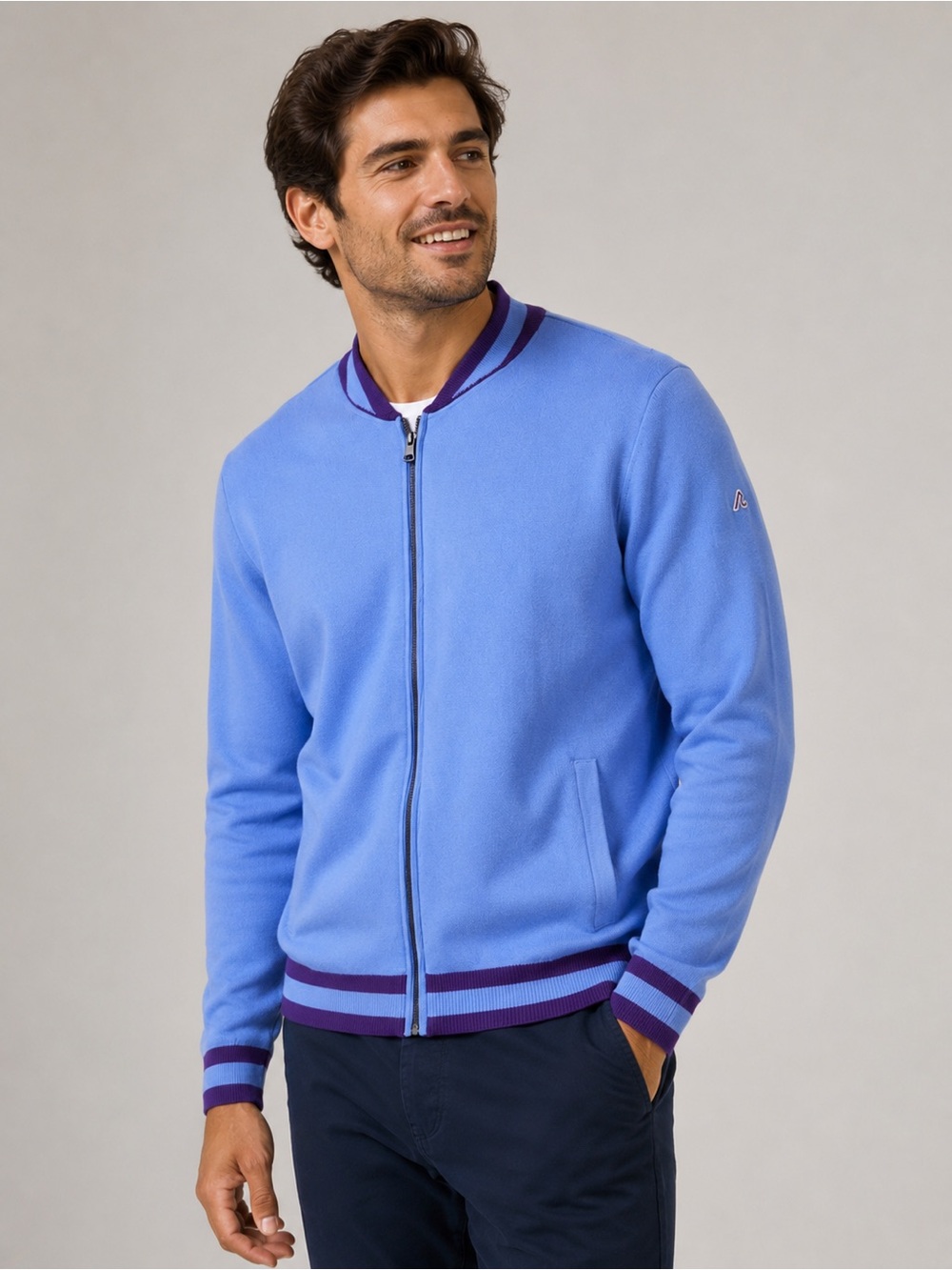 Redvanly 100% Merino Wool Crestwell Bomber in Bleu NWT